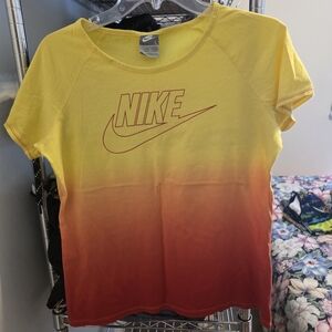 Nike Women's Yellow and Red Ombre Top